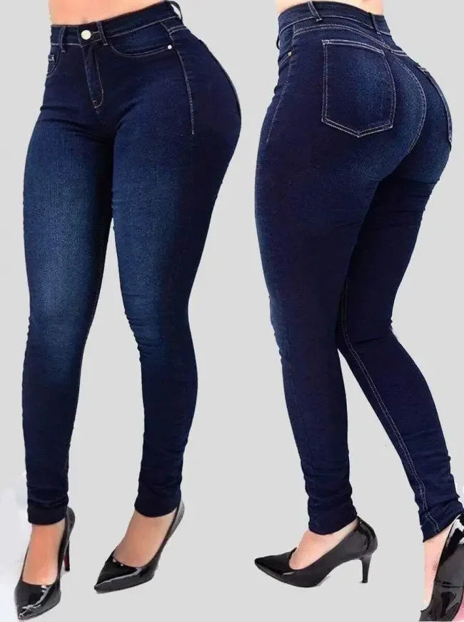 Woman's pure color jeans denim high waist jeans