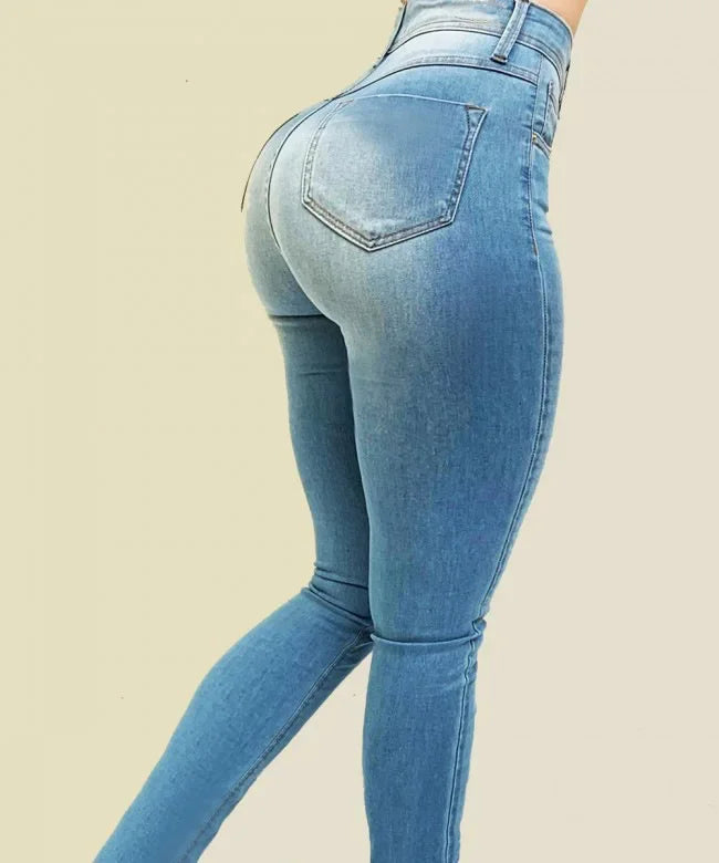 Woman's pure color jeans denim high waist jeans