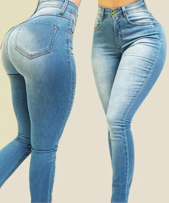 Woman's pure color jeans denim high waist jeans